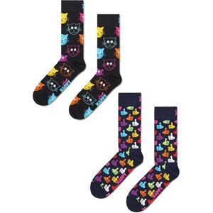 Happy Socks Unisex 2 Pack Classic Cat Thumbs Up Crew - Multicolour Cotton - Size Uk 7-11 Happy Socks Unisex 2 Pack Classic Cat Thumbs Up Crew - Multicolour Cotton - Size Uk 7-11