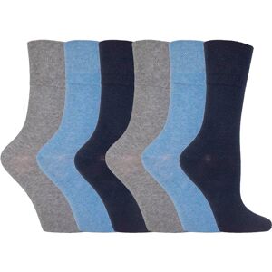 Iomi Womens Ladies 6 Pack Non Elastic Diabetic Socks With Hand Linked Toe Seams - Blue Cotton - Size Uk 4-6.5 Iomi Womens Ladies 6 Pack Non Elastic Diabetic Socks With Hand Linked Toe Seams - Blue Cotton - Size Uk 4-6.5