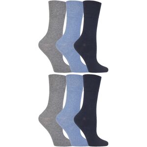 Gentle Grip Womens - 6 Pairs Of Ladies Diabetic Sock With Honey Comb Top And Hand Linked Toe Seams - Blue Cotton - Size Uk 4-8 Gentle Grip Womens - 6 Pairs Of Ladies Diabetic Sock With Honey Comb Top And Hand Linked Toe Seams - Blue Cotton - Size Uk 4-8