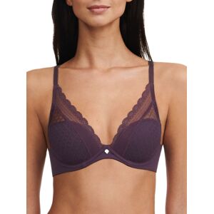 Chantelle Womens Norah Chic Plunge T-Shirt Bra - Black - Purple Polyamide - Size 38d Chantelle Womens Norah Chic Plunge T-Shirt Bra - Black - Purple Polyamide - Size 38d