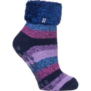 Heat Holders - Womens Thermal Slipper Bed Socks With Non Slip Grips - Blue Nylon - Size 4-6.5 Heat Holders - Womens Thermal Slipper Bed Socks With Non Slip Grips - Blue Nylon - Size 4-6.5
