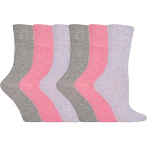 Gentle Grip Womens - 6 Pairs Ladies Non Elastic Socks - Gg72 - Pink Cotton - Size Uk 4-8 Gentle Grip Womens - 6 Pairs Ladies Non Elastic Socks - Gg72 - Pink Cotton - Size Uk 4-8