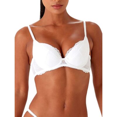 Gossard Womens Superboost Lace Padded Plunge Bra - White Polyamide - Size 40f Gossard Womens Superboost Lace Padded Plunge Bra - White Polyamide - Size 40f