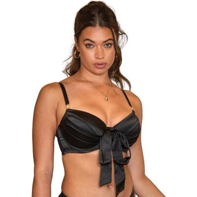 Pour Moi Womens India Satin Longline Bra - Black Polyamide - Size 32c Pour Moi Womens India Satin Longline Bra - Black Polyamide - Size 32c