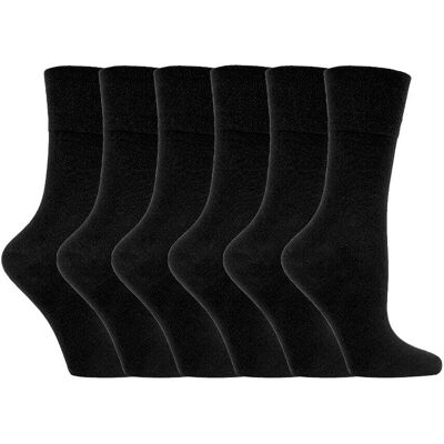Iomi Womens Ladies 6 Pack Non Elastic Diabetic Socks With Hand Linked Toe Seams - Black Cotton - Size Uk 4-6.5 Iomi Womens Ladies 6 Pack Non Elastic Diabetic Socks With Hand Linked Toe Seams - Black Cotton - Size Uk 4-6.5
