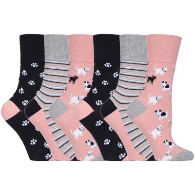 Gentle Grip Womens - 6 Pairs Ladies Non Elastic Socks - Gg169 - Pink Cotton - Size Uk 4-8 Gentle Grip Womens - 6 Pairs Ladies Non Elastic Socks - Gg169 - Pink Cotton - Size Uk 4-8