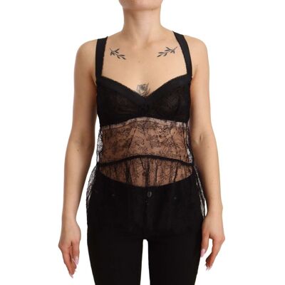 Dolce & Gabbana Womens Black Silk Lace Babydoll Nylon Lingerie Top - Size Small Dolce & Gabbana Womens Black Silk Lace Babydoll Nylon Lingerie Top - Size Small