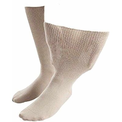 Iomi Mens & Womens Extra Wide Soft Cotton Oedema Socks For Swollen Feet - Beige - Size 6.5-8 (Uk Shoe) Iomi Mens & Womens Extra Wide Soft Cotton Oedema Socks For Swollen Feet - Beige - Size 6.5-8 (Uk Shoe)