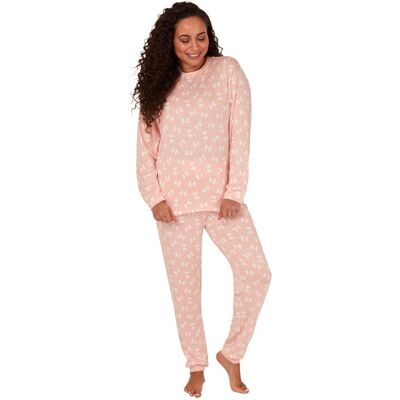 Marlon Womens Penguin Print Long Sleeve Pyjama Set - Pink - Size Medium Marlon Womens Penguin Print Long Sleeve Pyjama Set - Pink - Size Medium