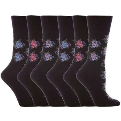 Gentle Grip Womens - 6 Pairs Ladies Non Elastic Socks - Gg32 - Black Cotton - Size Uk 4-8 Gentle Grip Womens - 6 Pairs Ladies Non Elastic Socks - Gg32 - Black Cotton - Size Uk 4-8