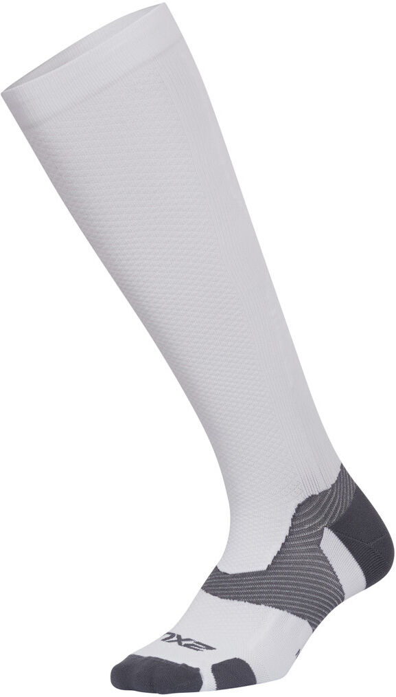2xu Unisex Vectr L.Cush Full Length Socks White/grey Nylon - Size Medium