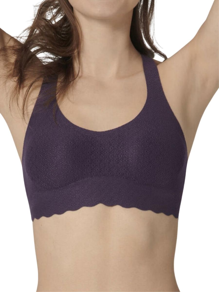 Sloggi Womens Zero Lace Feel Racerback Top - Purple Elastane - Size Medium