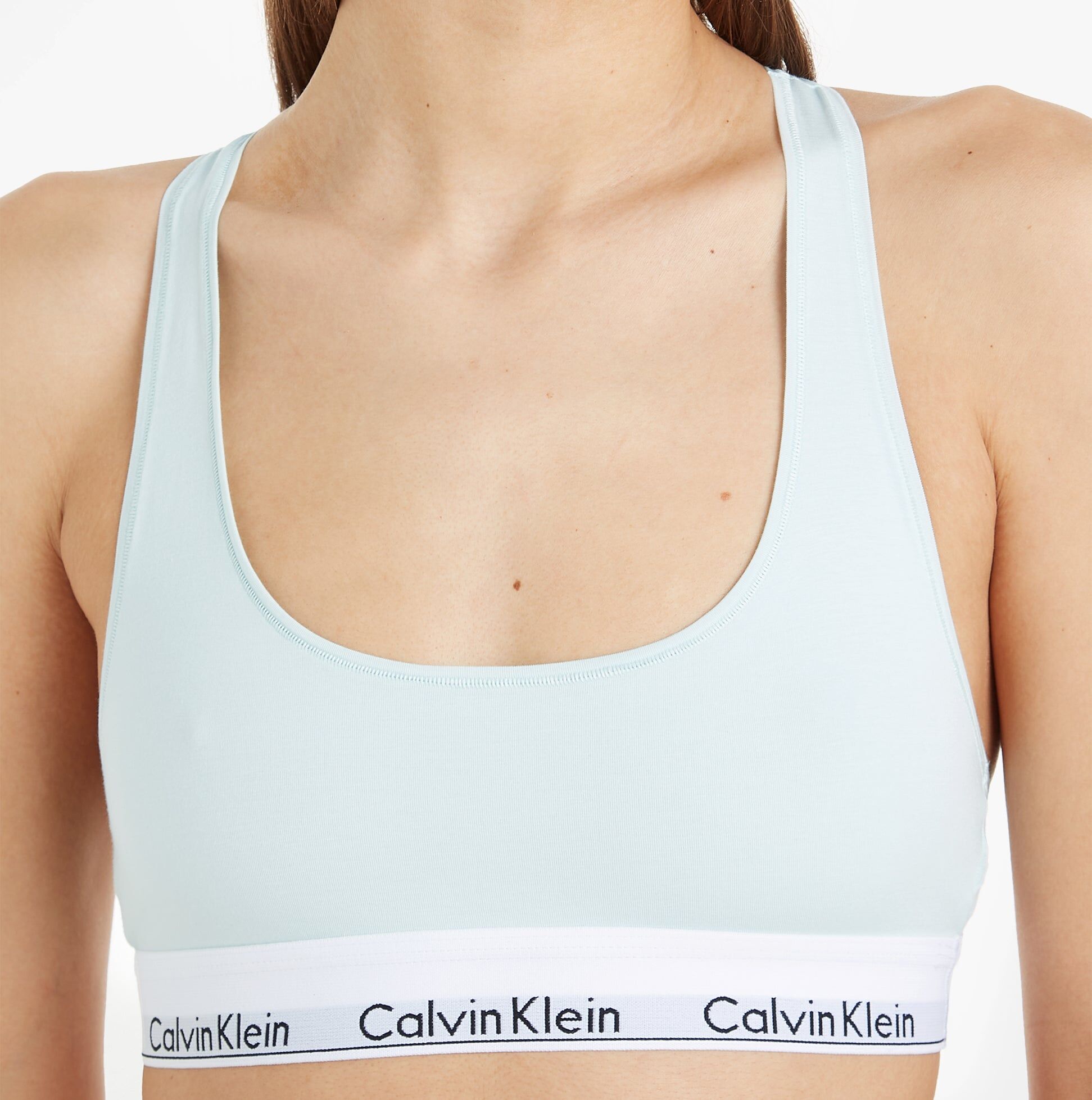 Calvin Klein Modern Cotton Unlined Bralette Womens Island Reef - Blue - Size Large