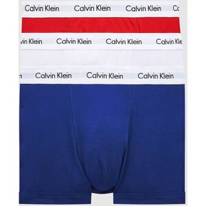 Calvin Klein Mens 3 Pack Trunks - Mid Rise - Cotton Stretch, White/red/blue - Multicolour - Size Large