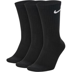 Nike Sx7676 Unisex Everyday Lightweight Training Crew Socks Black 3 Pairs Cotton - Size Large
