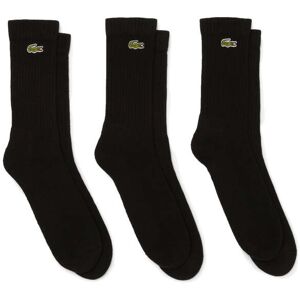 Lacoste Mens 3 Pack Unisex Sport High-Cut Socks - Black Cotton - Size Uk 6-8