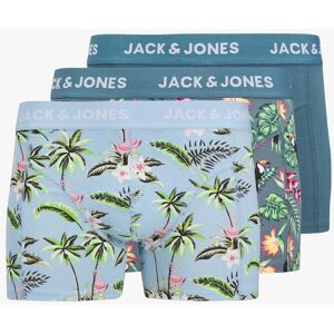 Jack & Jones Jacflower Bird 3 Pack Mens Trunks Chambray Blue Cotton - Size X-Large