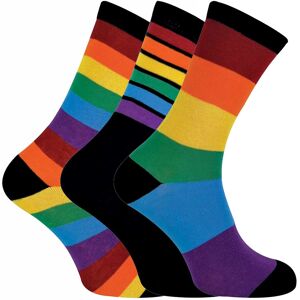 Sock Snob Womens 3 Pairs Mens Ladies Bright Patterned Striped Cotton Rainbow Socks - Multicolour - Size 6-11 (Uk Shoe) Sock Snob Womens 3 Pairs Mens Ladies Bright Patterned Striped Cotton Rainbow Socks - Multicolour - Size 6-11 (Uk Shoe)
