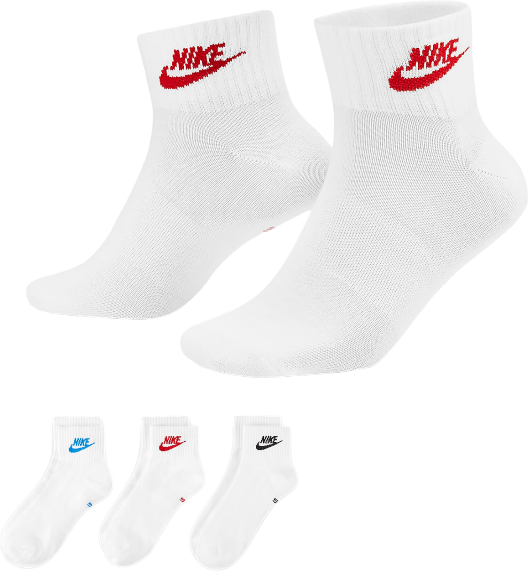 Nike Unisex Everyday Essential Ankle Socks 3 Pairs - White - Size X-Large