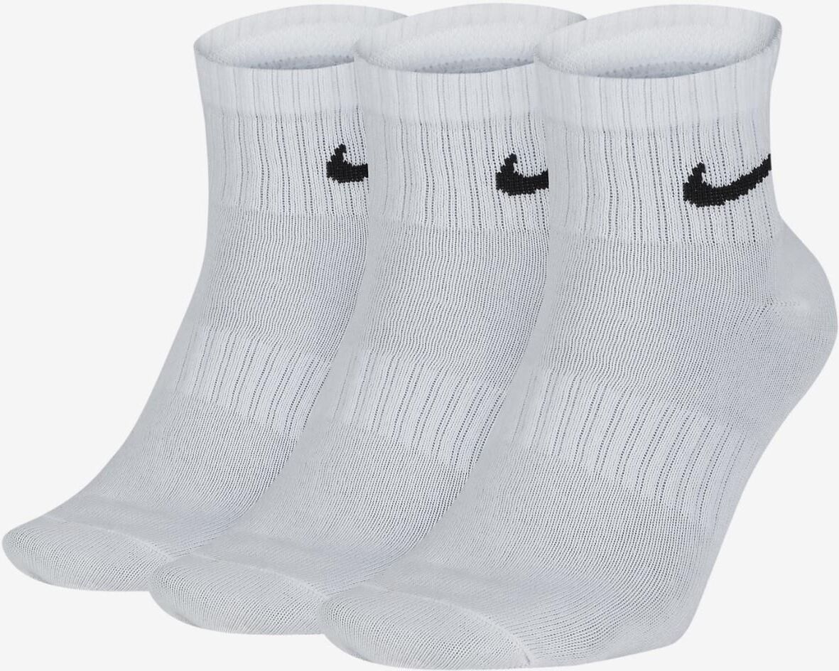 Nike Mens Dry Cushion Everyday 3 Pairs Ankle Socks In White - Size Uk 8-11