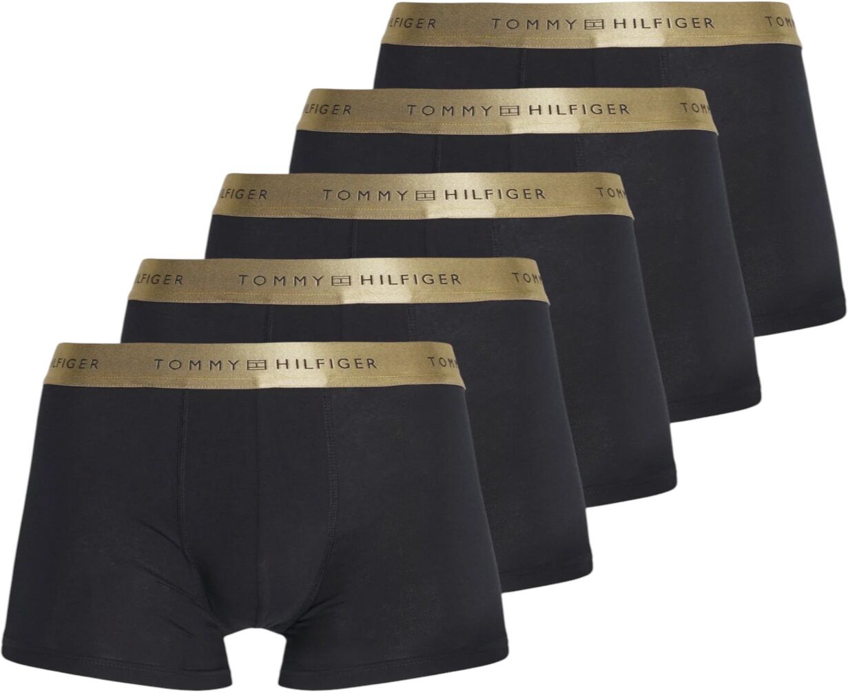 Tommy Hilfiger Mens Trunks 5 Pack Underwear Metalic Logo Stretch Classic Boxer - Navy Cotton - Size Large