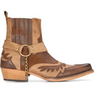 Infinity Leather Mens Cowboy Ankle Boots Brown Cuban Biker Winklepickers Western Country - Size Eu 43