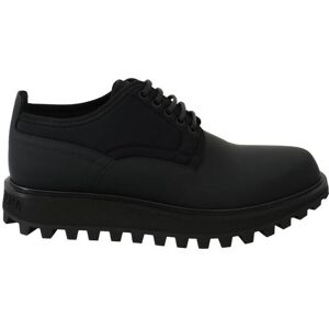 Dolce & Gabbana Mens Black Rubberized Calfskin Chunky Derby Vulcano Shoes Leather - Size Eu 44