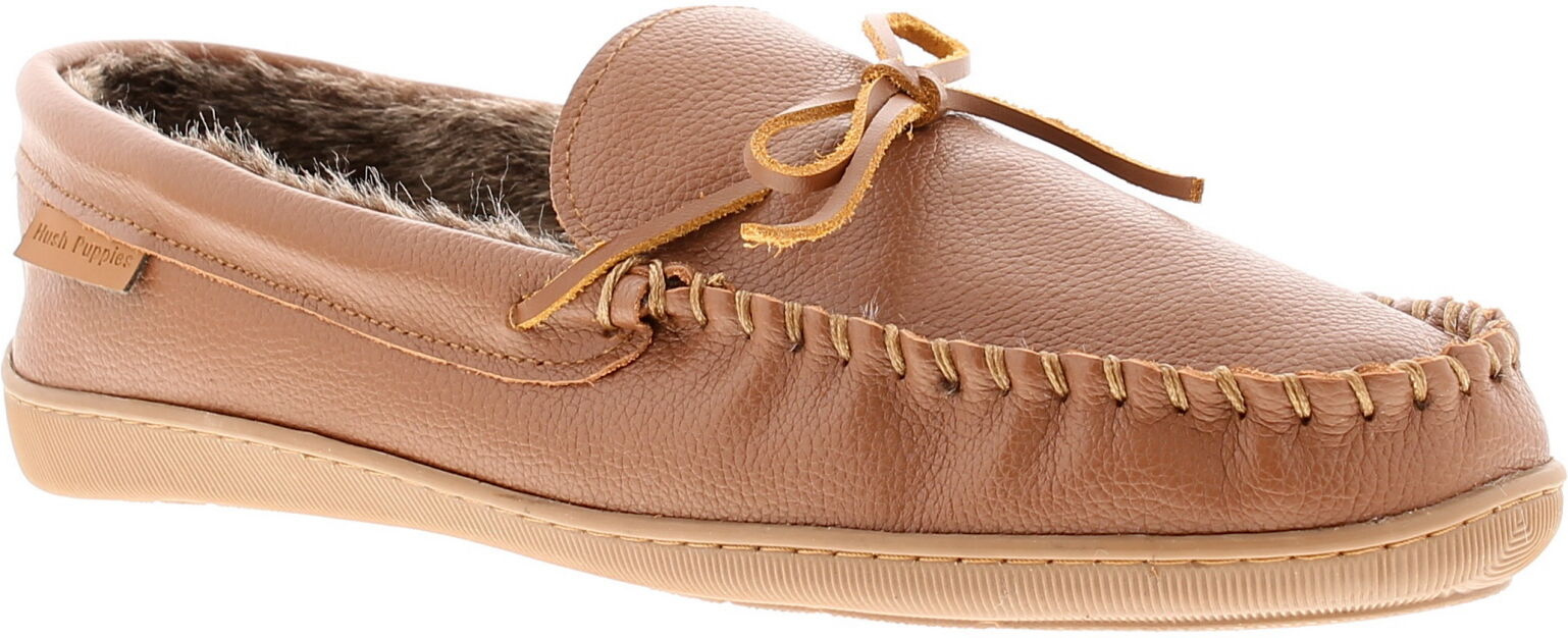 Hush Puppies Ace Slip On Memory Foam Slippers Mens - Tan Leather - Size 10 (Uk Shoe)