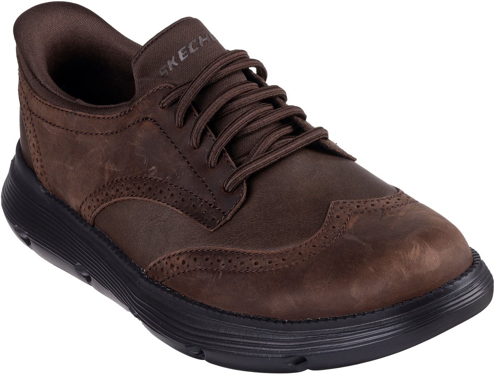 Skechers Garza Sully Leather Mens Cocoa Lace-Up Shoes - Brown - Size Uk 12