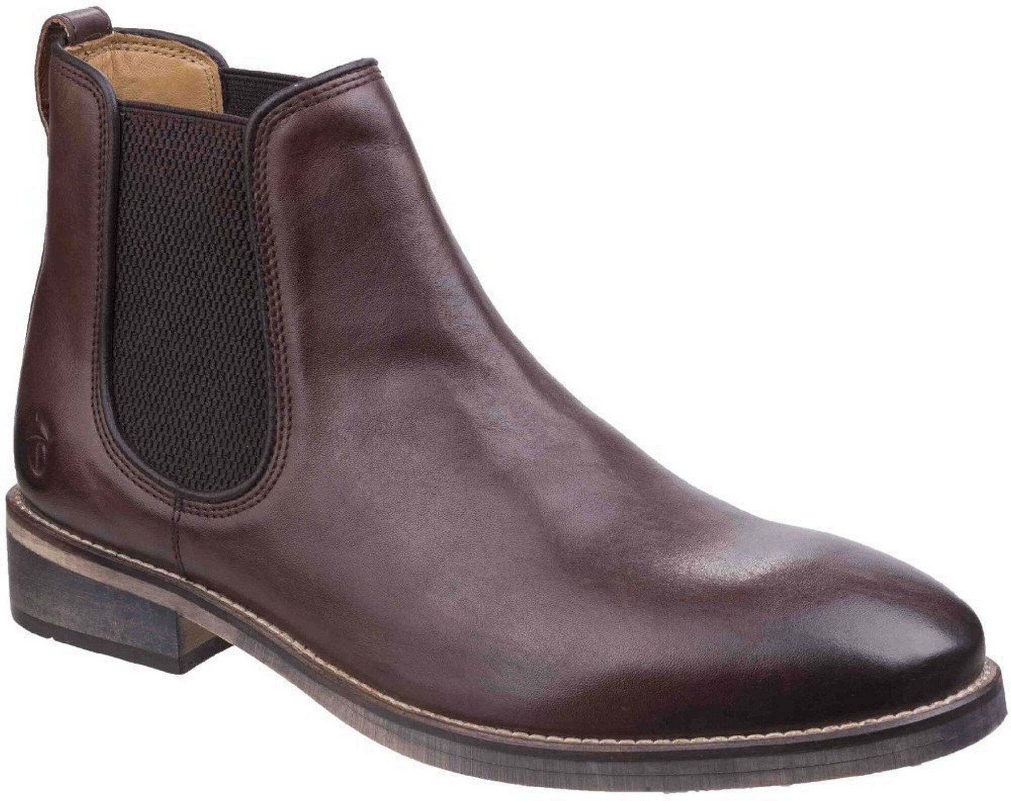 Cotswold Mens Corsham Town Leather Pull On Casual Chelsea Ankle Boots (Dark Brown) - Multicolour - Size Uk 12