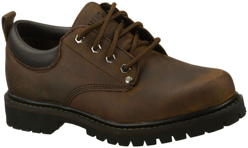 Skechers Mens Tom Cats Lace Up Padded Thick Leather Oxford Shoes - Brown - Size Uk 10