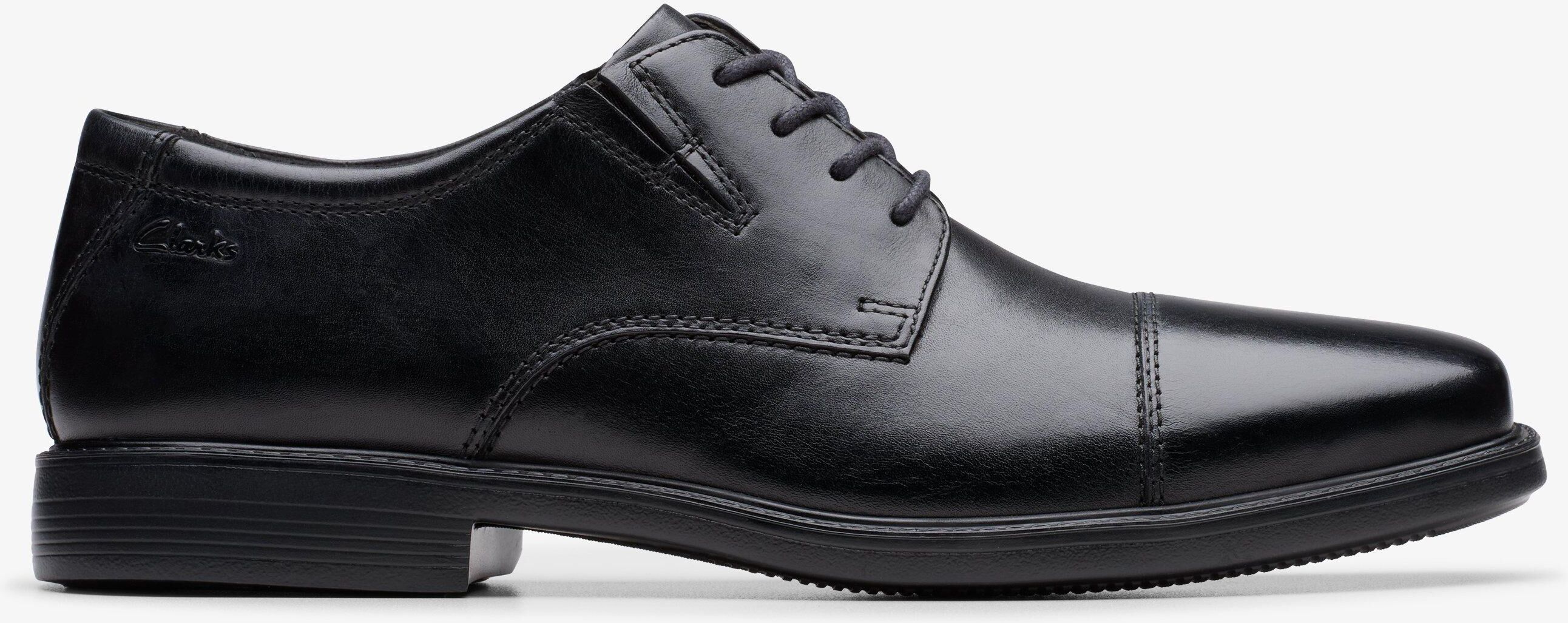 Clarks Mens Cosgrove Cap Black Leather Shoes - Size Uk 9.5