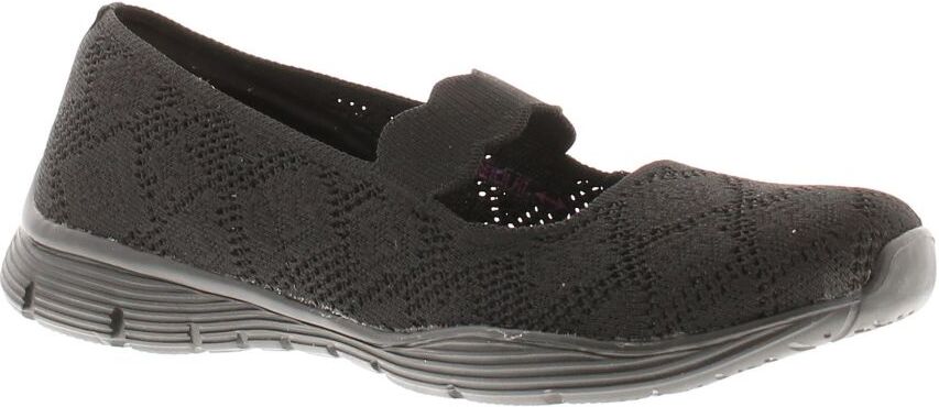 Skechers Womens Flat Shoes Seagar Casual Party Slip On Black Textile - Size Uk 3