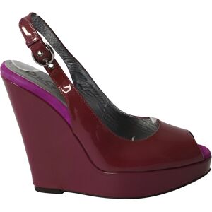 Dolce & Gabbana Pre-Owned Womens & Slingback Peep Toe Wedges In Maroon Patent Leather - Purple - Size 36.5 Eu/it