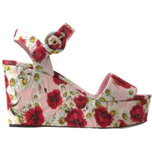 Dolce & Gabbana Womens Multicolor Floral Print Wedges Ankle Strap Sandals - Multicolour - Size Eu 37