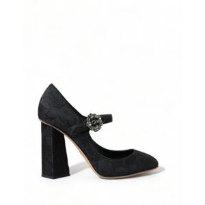 Dolce & Gabbana Womens Black Brocade Mary Janes Heels Pumps Shoes - Size 36.5 Eu/it