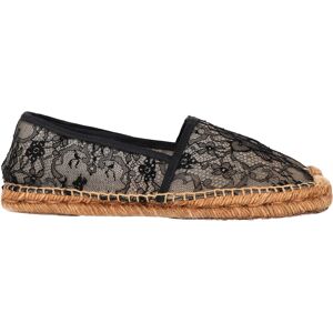 Dolce & Gabbana Pre-Owned Womens & Gabanna Lace Espadrille Flats In Black Canvas - Size Eu 38