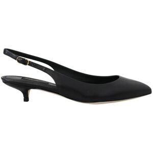 Dolce & Gabbana Womens Black Leather Slingbacks Heels Pumps Shoes - Size Eu 37