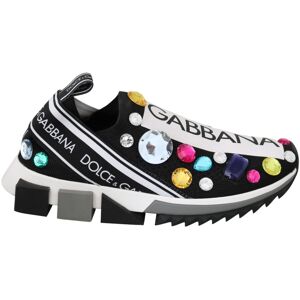 Dolce & Gabbana Womens Black Multicolor Crystal Sneakers Shoes - Size 35.5 Eu/it
