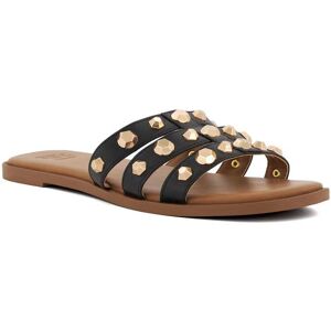 Dune London Womens Ladies Little - Stud-Strap Flat Sandals - Black Leather (Archived) - Size Uk 3