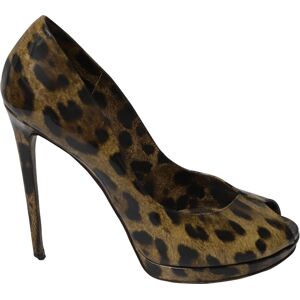 Dolce & Gabbana Pre-Owned Womens & Leopard Print Peep Toe Pumps In Multicolor Patent Leather - Animal - Size Eu 39