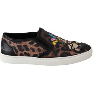 Dolce & Gabbana Womens Leather Leopard #dgfamily Loafers Shoes - Brown - Size Eu 36