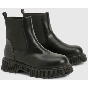 Boohoo Womens Wide Fit Chunky Low Block Heel Chelsea Boots - Black - Size 6 Wide Fit (Uk Shoe)