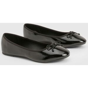 Boohoo Womens Wide Fit Bow Detail Ballet Flats - Black - Size 6 Wide Fit (Uk Shoe)
