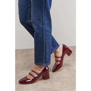 Oasis Womens Visha Faux Patent Leather Double Mary Jane High Block Heel Court Shoes - Red - Size Uk 5