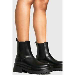 Boohoo Womens Chunky Two Panel Ankle Boots - Black - Size Uk 6