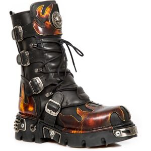 New Rock Unisex Flame Accented Black/red Leather Boots- 591-S1 - Size Eu 40 New Rock Unisex Flame Accented Black/red Leather Boots- 591-S1 - Size Eu 40