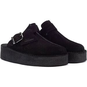 Clarks Originals Original Trek Wedge Womens Black Suede Mules - Size Uk 4 Clarks Originals Original Trek Wedge Womens Black Suede Mules - Size Uk 4