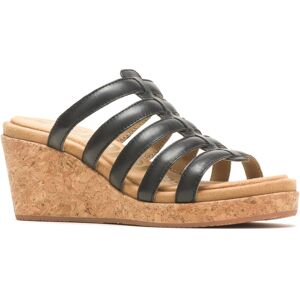 Hush Puppies Womens Willow Slide Ladies Heeled Sandals - Black Leather/textile - Size Uk 6 Hush Puppies Womens Willow Slide Ladies Heeled Sandals - Black Leather/textile - Size Uk 6
