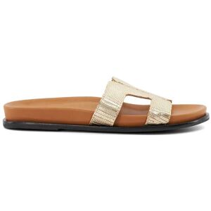 Dune London Womens Ladies Loupa - Topstitch-Detail Comfort-Footbed Slider Sandals - Gold Suede - Size Uk 8 Dune London Womens Ladies Loupa - Topstitch-Detail Comfort-Footbed Slider Sandals - Gold Suede - Size Uk 8